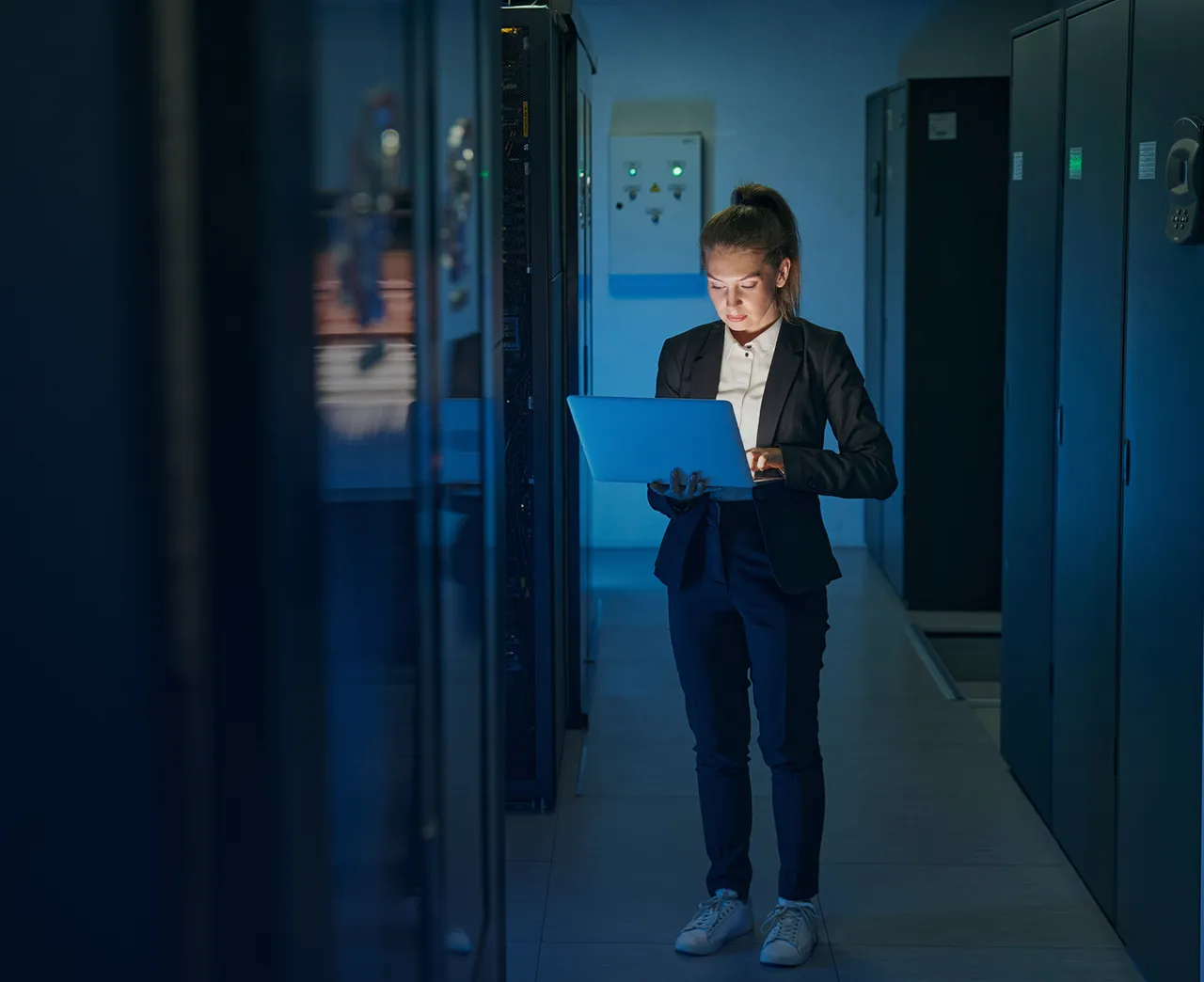 Woman in data center