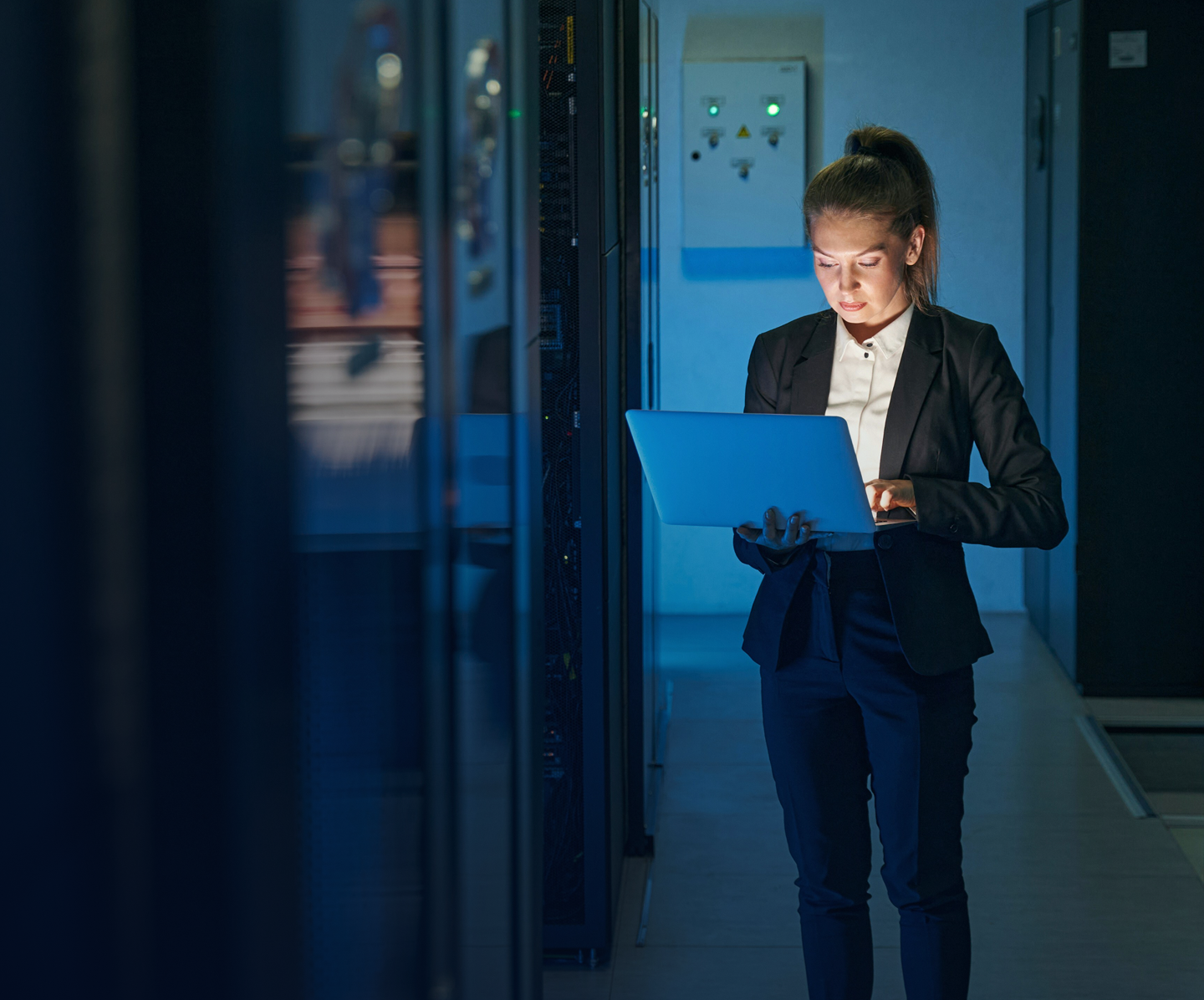 Woman in data center