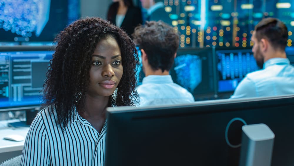 Female,Computer,Engineer,Works,On,A,Neural,Network/,Artificial,Intelligence Incident Responder