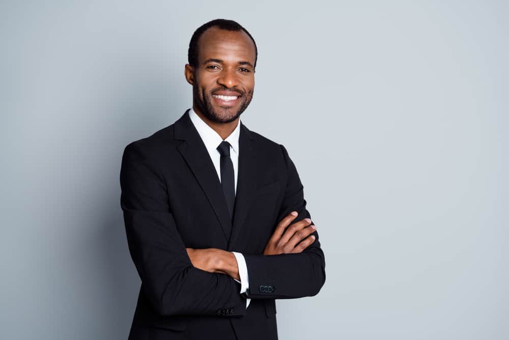 Portrait,Of,Smart,Afro,American,Man,Leader,Investor,Cross,Hands Insurer